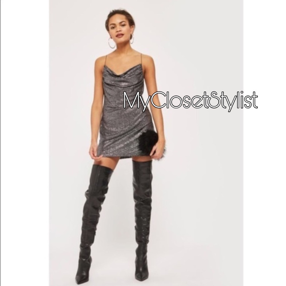 TopShop Metallic RARE Bodycon Shine Dress 6 xs NWT